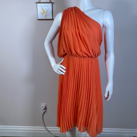 W118 by Walter Baker Dresses & Skirts - W118 by Walter Baker Orange one shoulder a line pleated dress size S